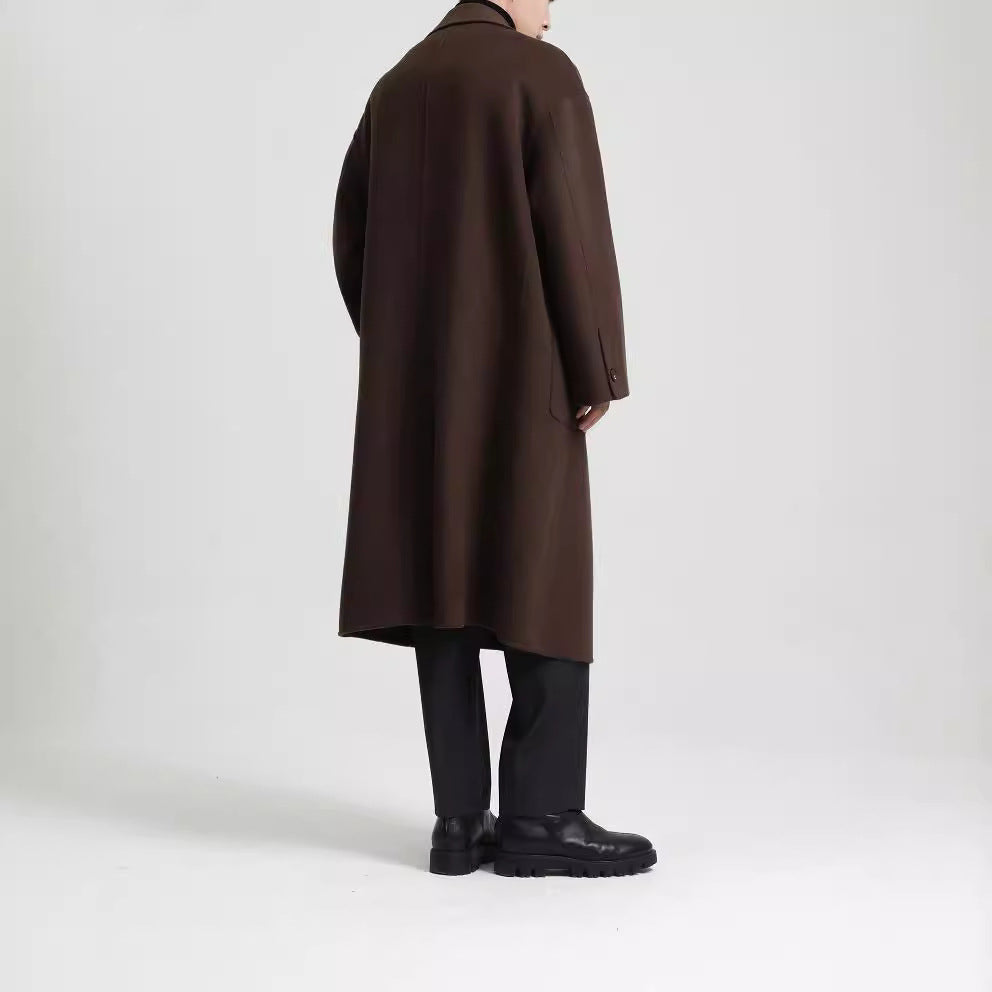 Long Double-faced Woolen Overcoat - threadspired