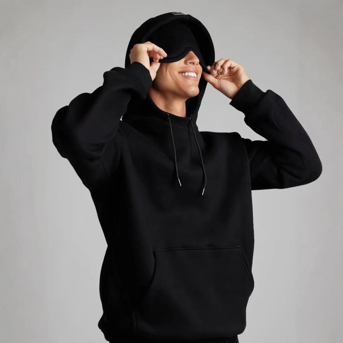 Colourful Hoodie With Drawstring Eye Mask - threadspired