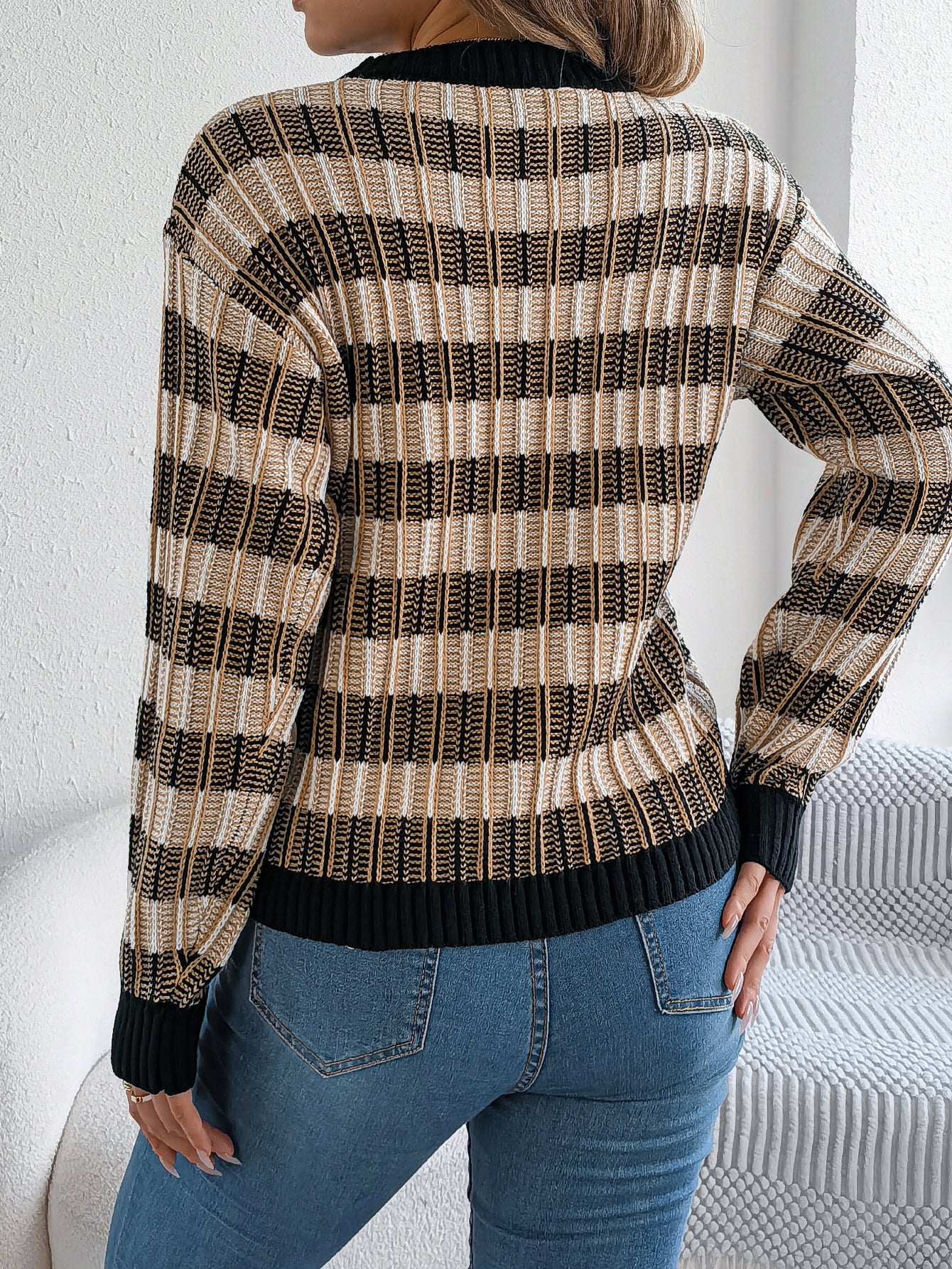 Round Neck Long Sleeve Pullover Sweater - threadspired