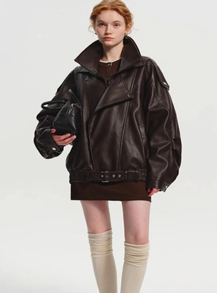 Fleece-lined, Padded Leather Jacket - threadspired