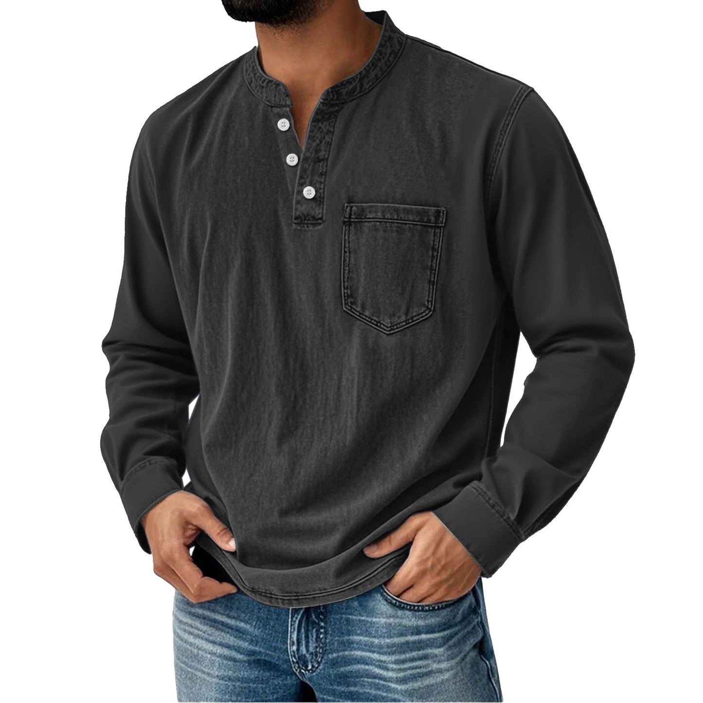 Three-button Long-sleeve Shirt