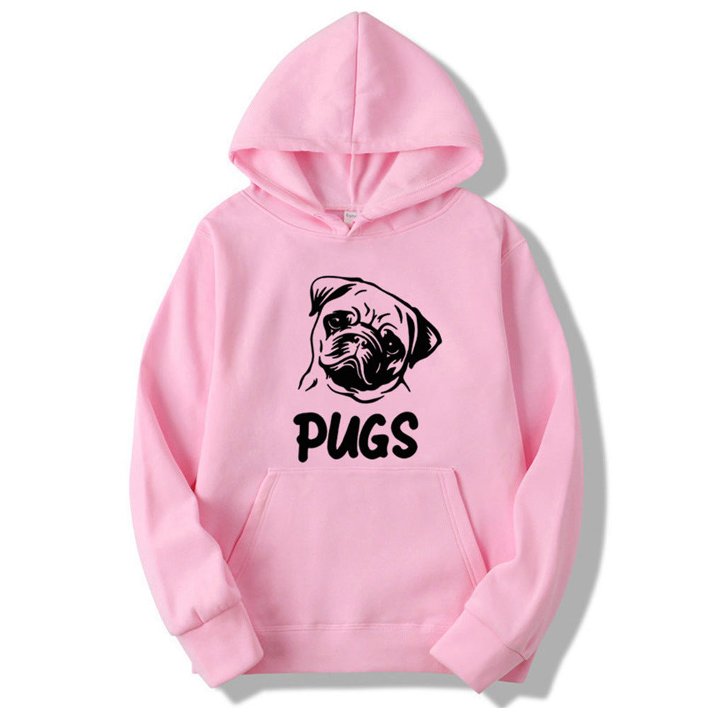 Pug Printed Hoodie - threadspired