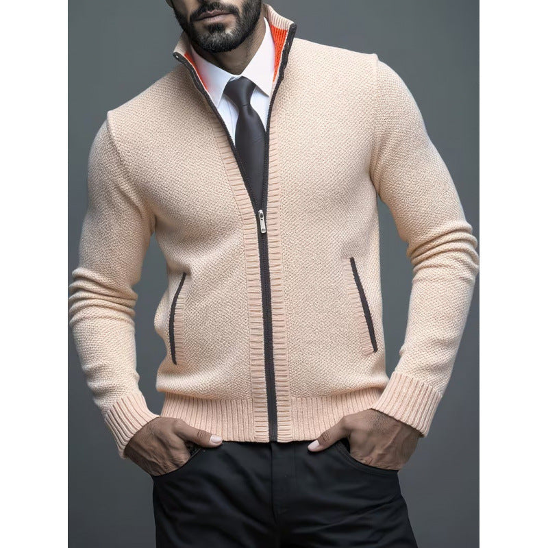 Stand-up Collar Knitted Sweater Coat