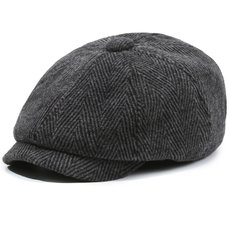 Herringbone Peaked Cap Middle-aged And Elderly Beret