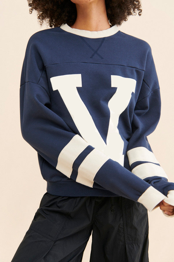 Bold Color-blocked Letter-print Hoodie - threadspired