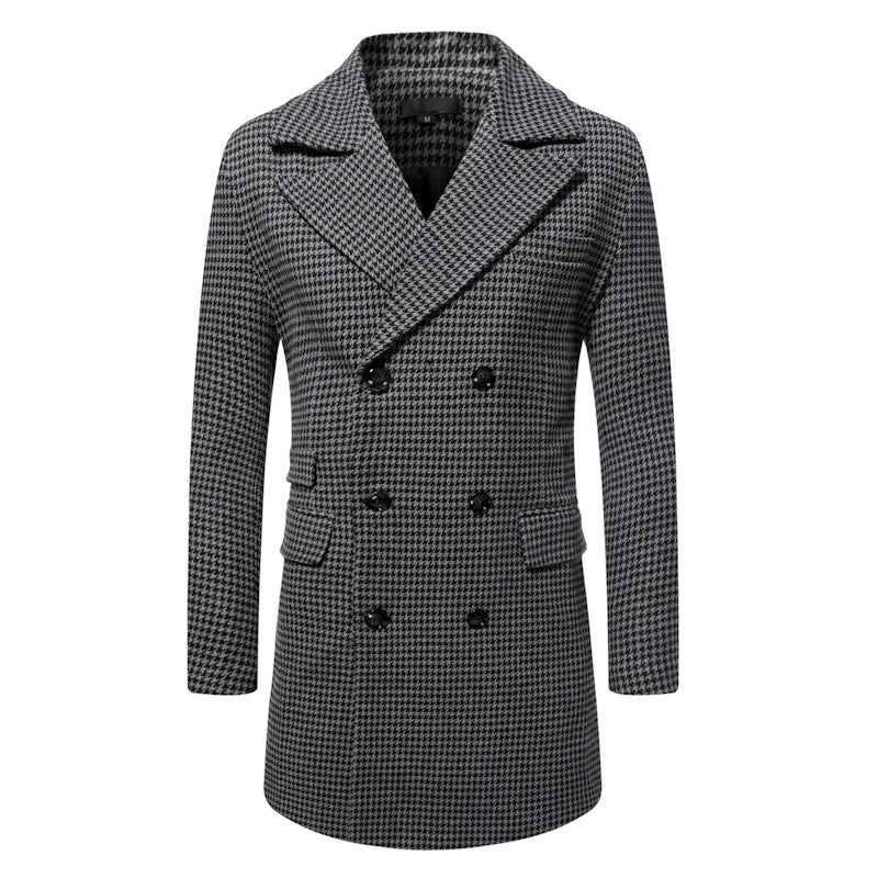 Mid-Length Plaid Pattern overcoat - threadspired