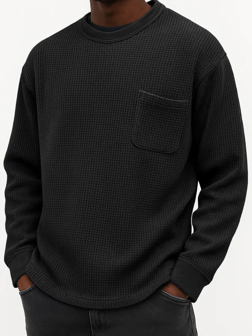 Men's Plus-Size Casual Crew-Neck Long-Sleeve Sweatshirt - threadspired