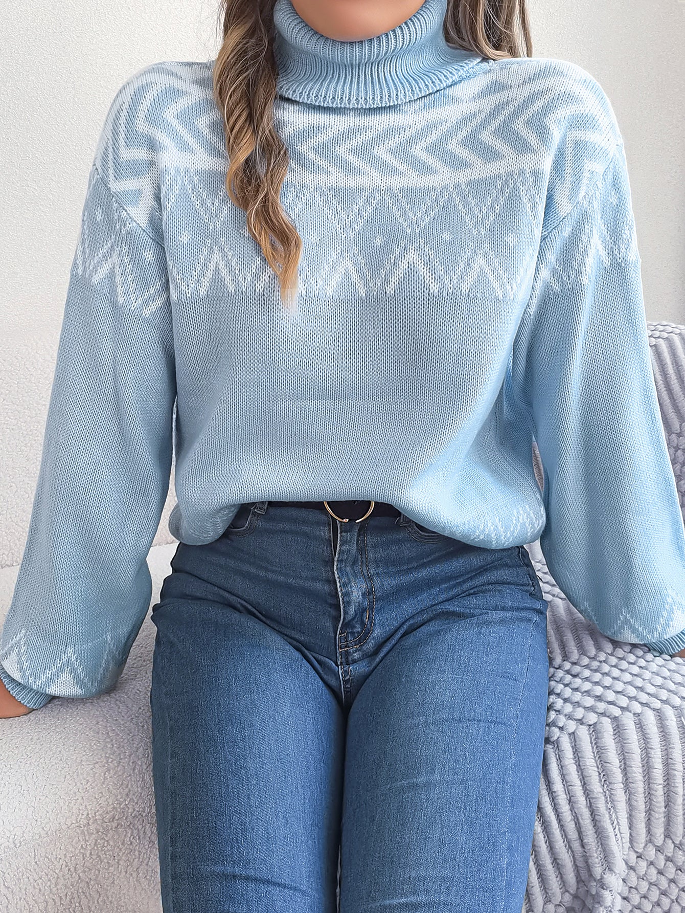 Lantern Sleeve Turtleneck Sweater