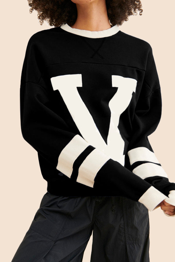 Bold Color-blocked Letter-print Hoodie - threadspired