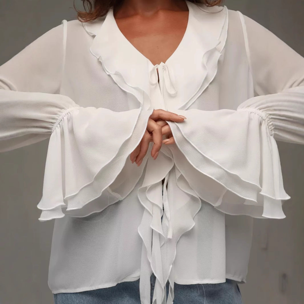 Ruffled Shawl-style Top - threadspired