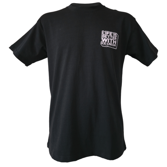 Drop Shoulder Half Sleeve - Black (Better With Ice-cream)