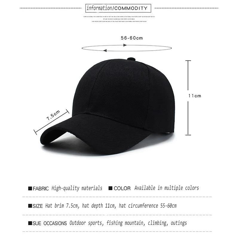Black Cap Solid Color Baseball Cap Snapback Caps Casquette Hats Fitted