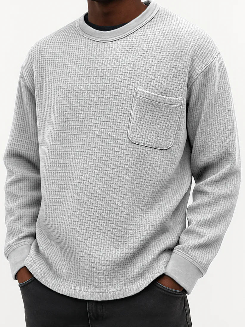 Men's Plus-Size Casual Crew-Neck Long-Sleeve Sweatshirt - threadspired