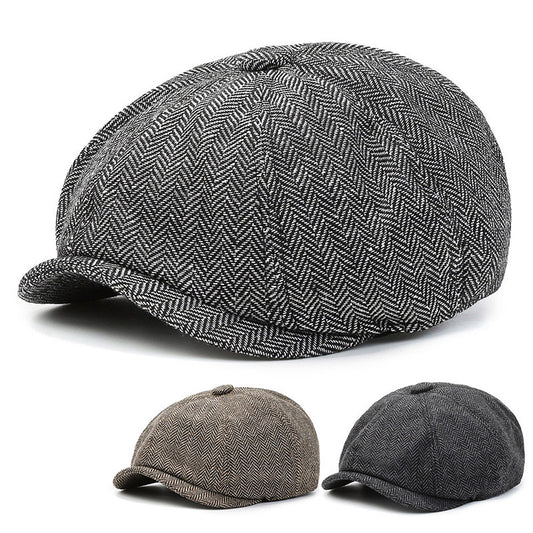 Herringbone Peaked Cap Middle-aged And Elderly Beret
