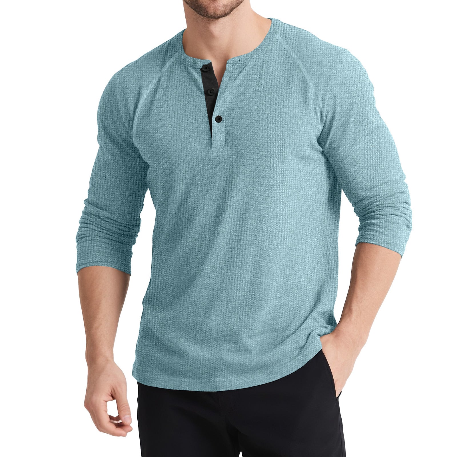 Three-button Solid Colour Comfy Sweashirt - threadspired