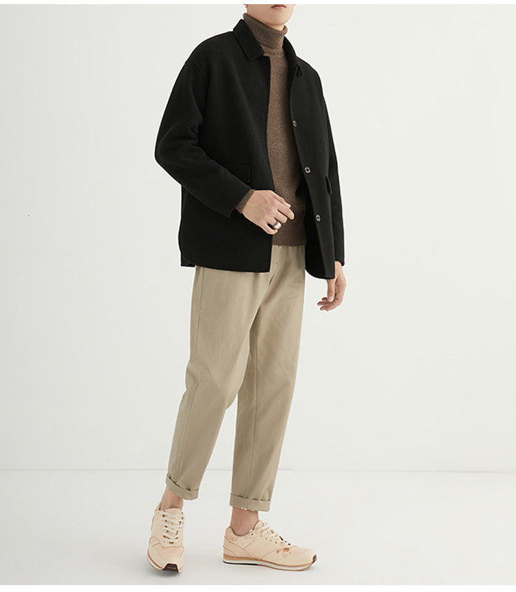 Short Wool Overcoat - threadspired