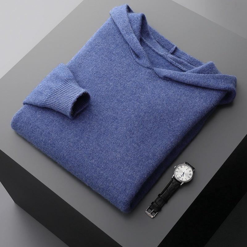 Men's Knitted Cashmere Hooded Sweater - threadspired