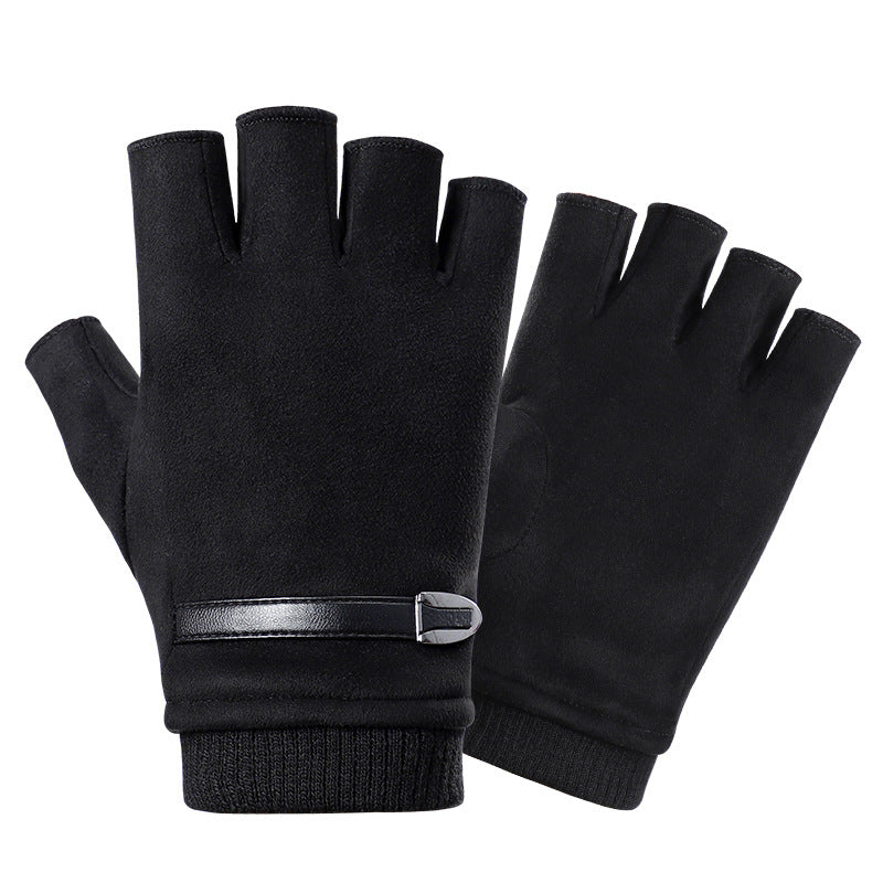 Half Finger Gloves Suede Leaking Finger Sports Outdoor Riding