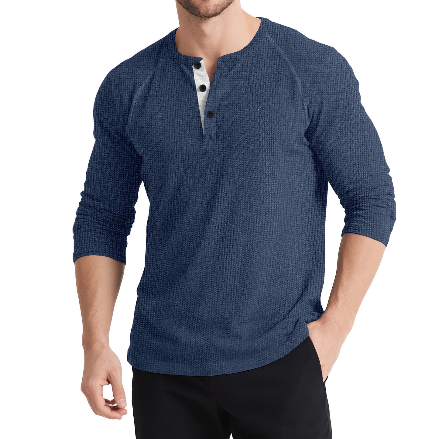 Three-button Solid Colour Comfy Sweashirt - threadspired