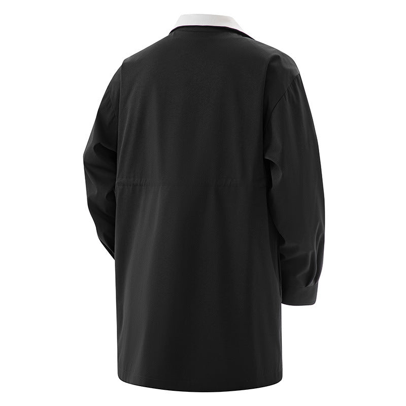 Plus-Size Mid-Length Casual Trench Coat - threadspired