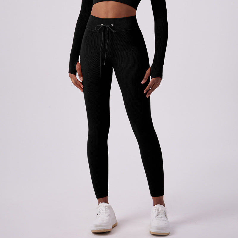 Adjustable Drawstring Yoga Pants - threadspired