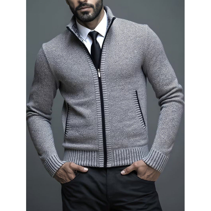 Stand-up Collar Knitted Sweater Coat