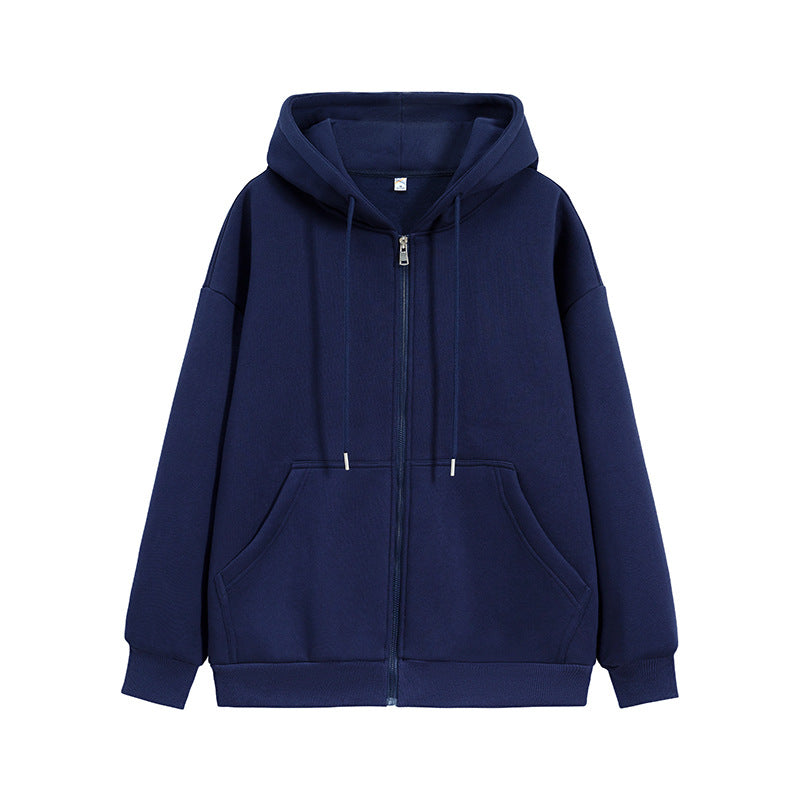 Double-zipper And Solid-color Long Sleeves Hoodie - threadspired