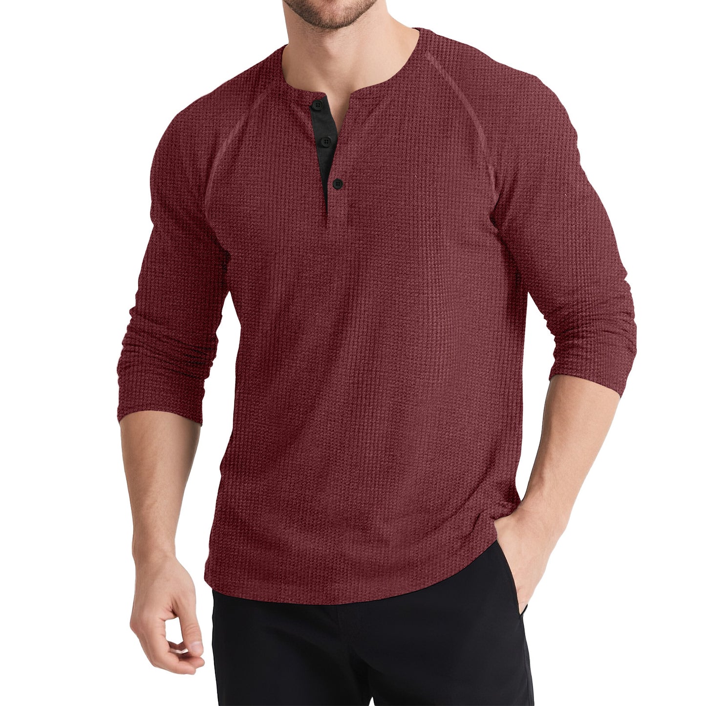 Three-button Solid Colour Comfy Sweashirt - threadspired