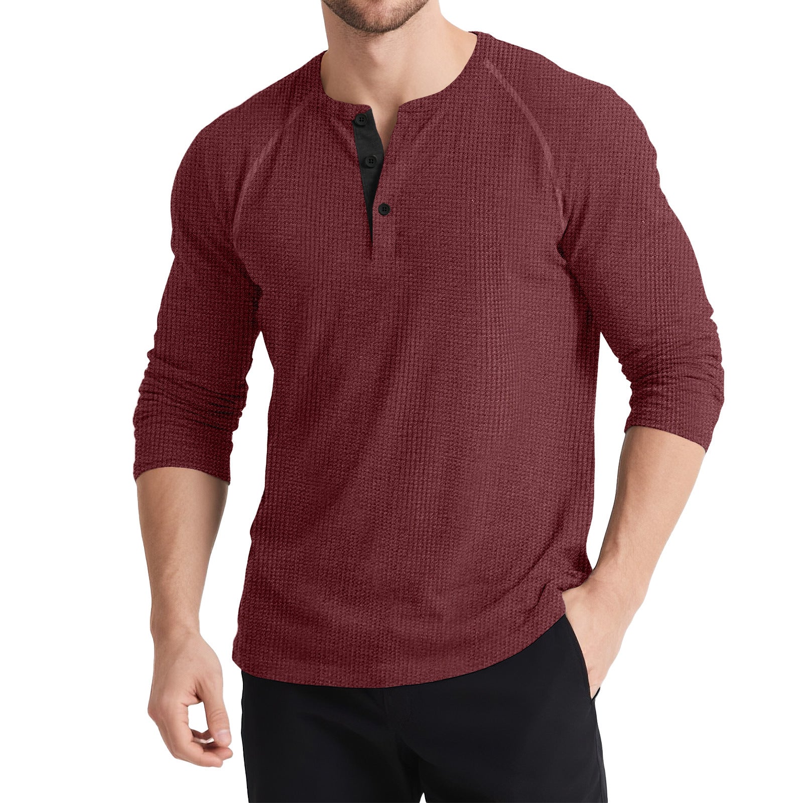 Three-button Solid Colour Comfy Sweashirt - threadspired