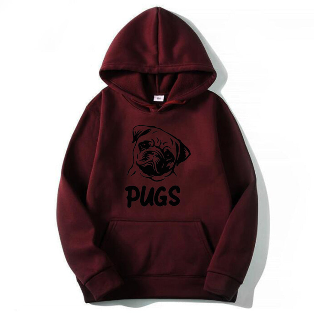 Pug Printed Hoodie - threadspired