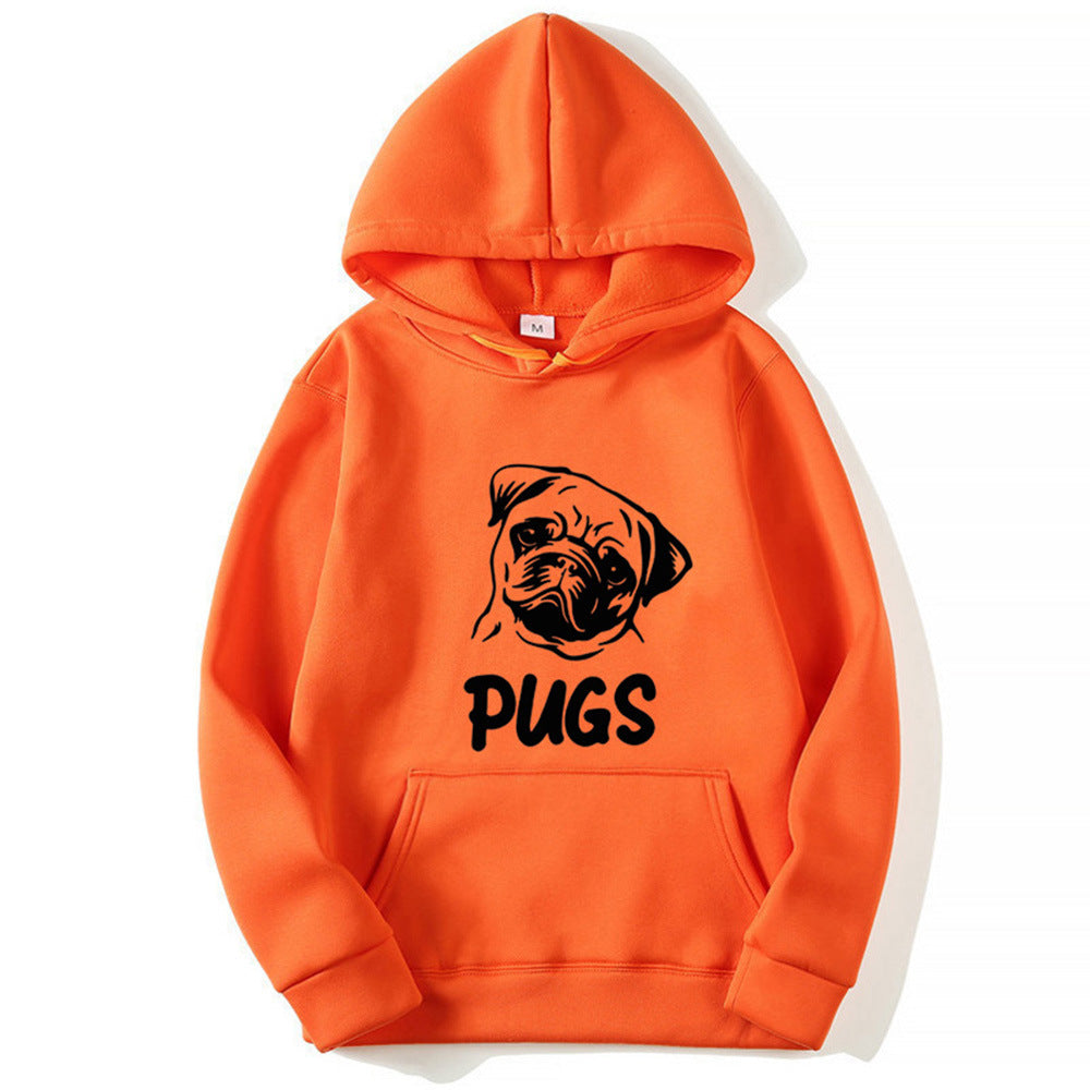 Pug Printed Hoodie - threadspired