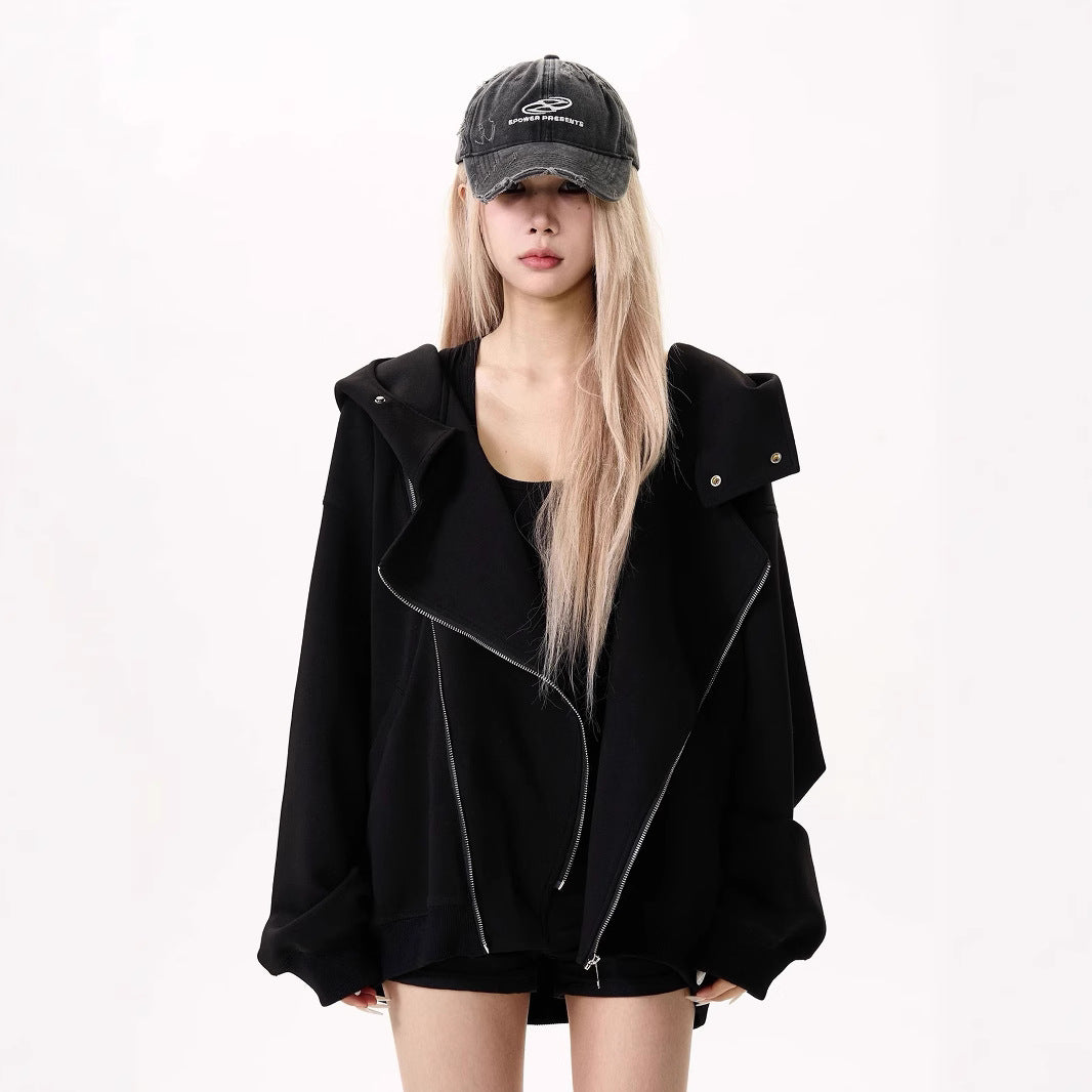 Double Zipper Hooded Sweater - threadspired