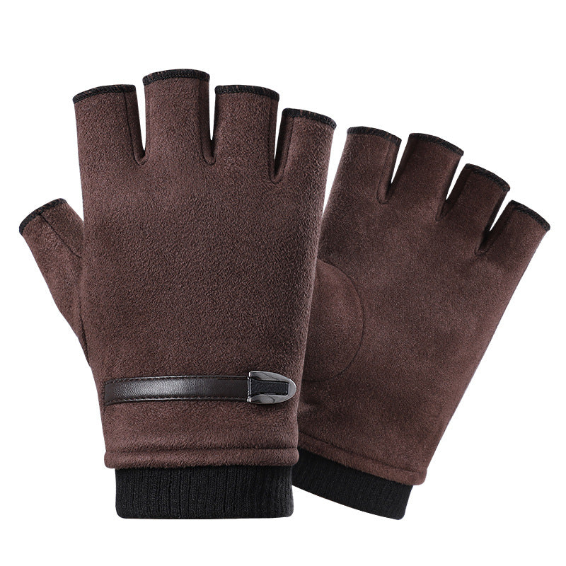 Half Finger Gloves Suede Leaking Finger Sports Outdoor Riding