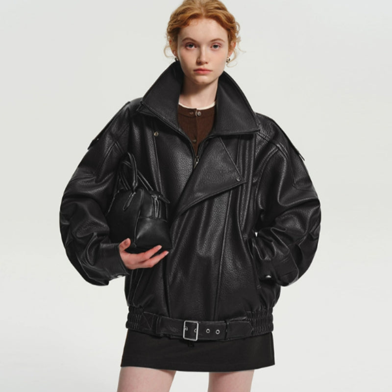 Fleece-lined, Padded Leather Jacket - threadspired