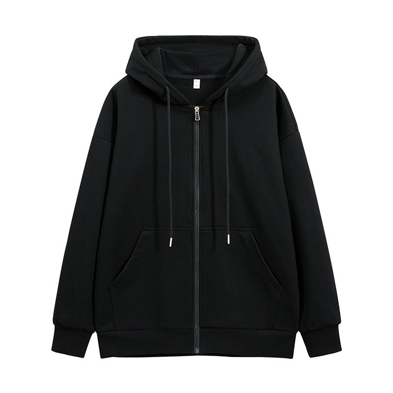 Double-zipper And Solid-color Long Sleeves Hoodie - threadspired