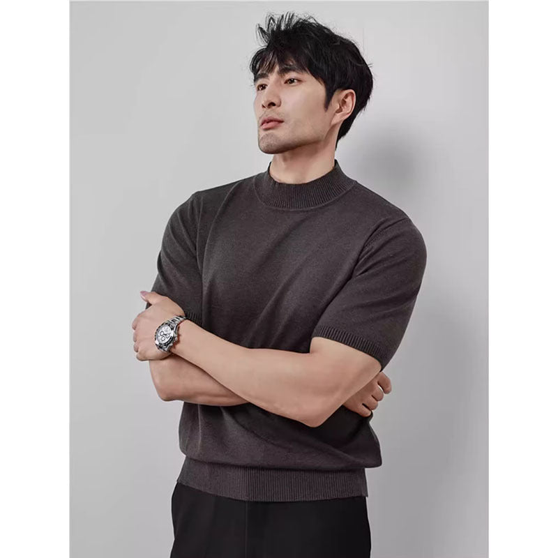 Men's short sleeve knit mock neck top – threadspired
