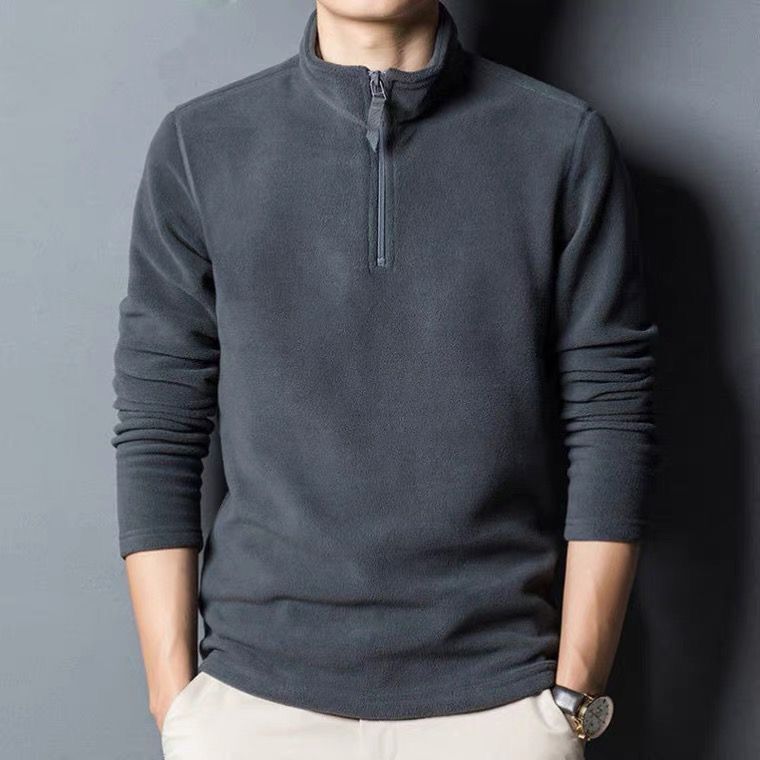 Long-sleeve Mock-neck Fleece With Zipper - threadspired