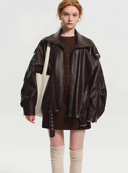 Fleece-lined, Padded Leather Jacket - threadspired