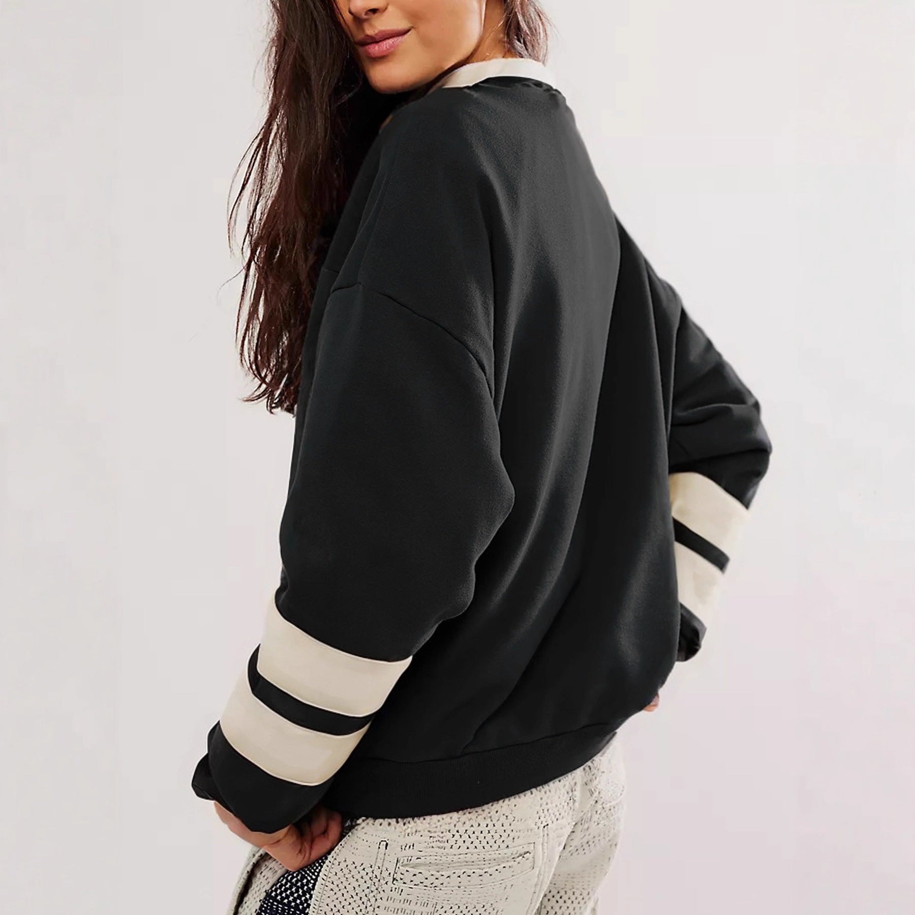 Bold Color-blocked Letter-print Hoodie - threadspired