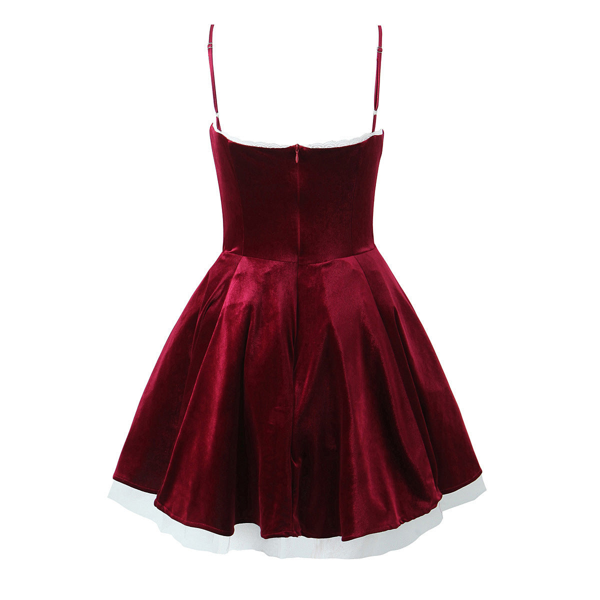 Velvet Slip Dress With A Cinched Waist And Voluminous Skirt - threadspired