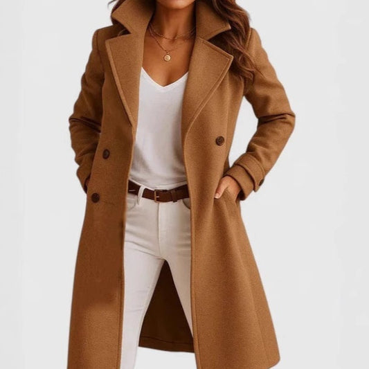 Casual Mid-length Woolen Coat With Pockets