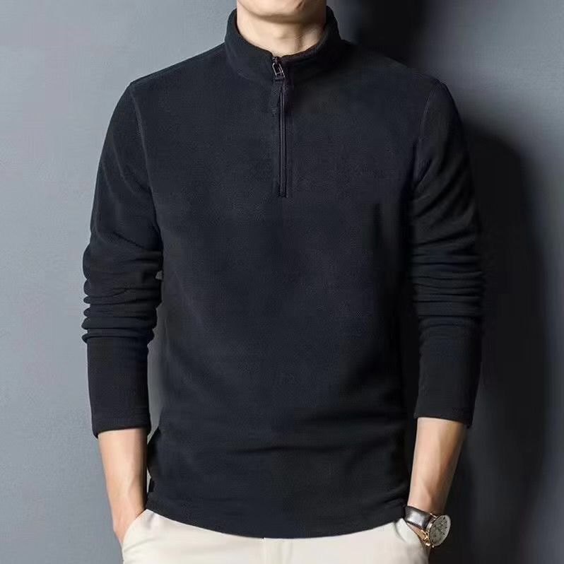 Long-sleeve Mock-neck Fleece With Zipper - threadspired