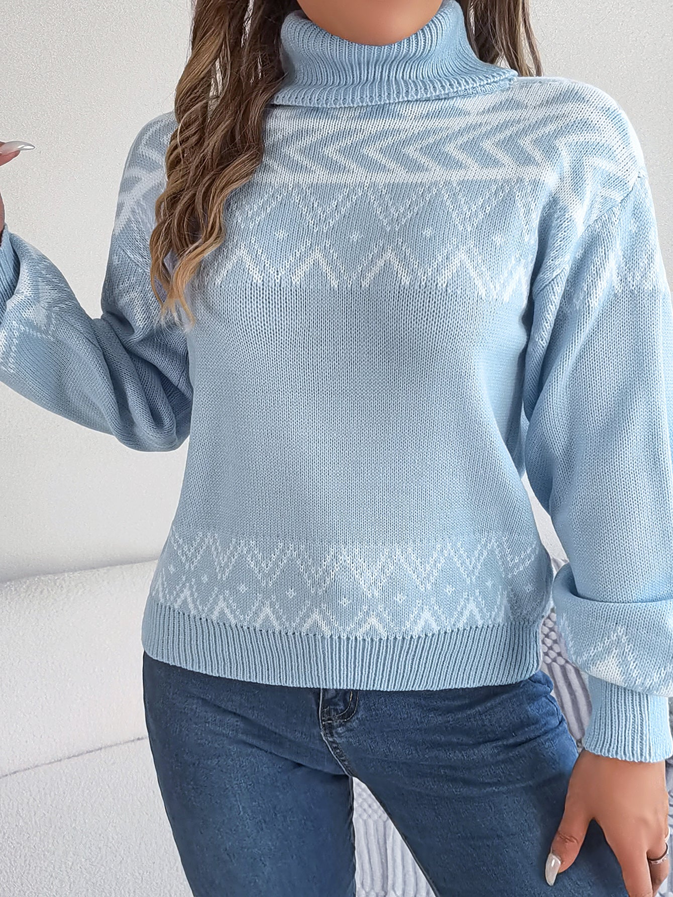 Lantern Sleeve Turtleneck Sweater