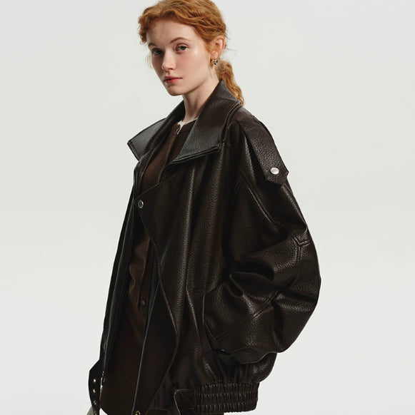 Fleece-lined, Padded Leather Jacket - threadspired