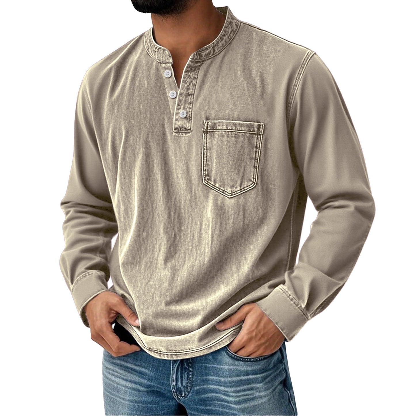 Three-button Long-sleeve Shirt