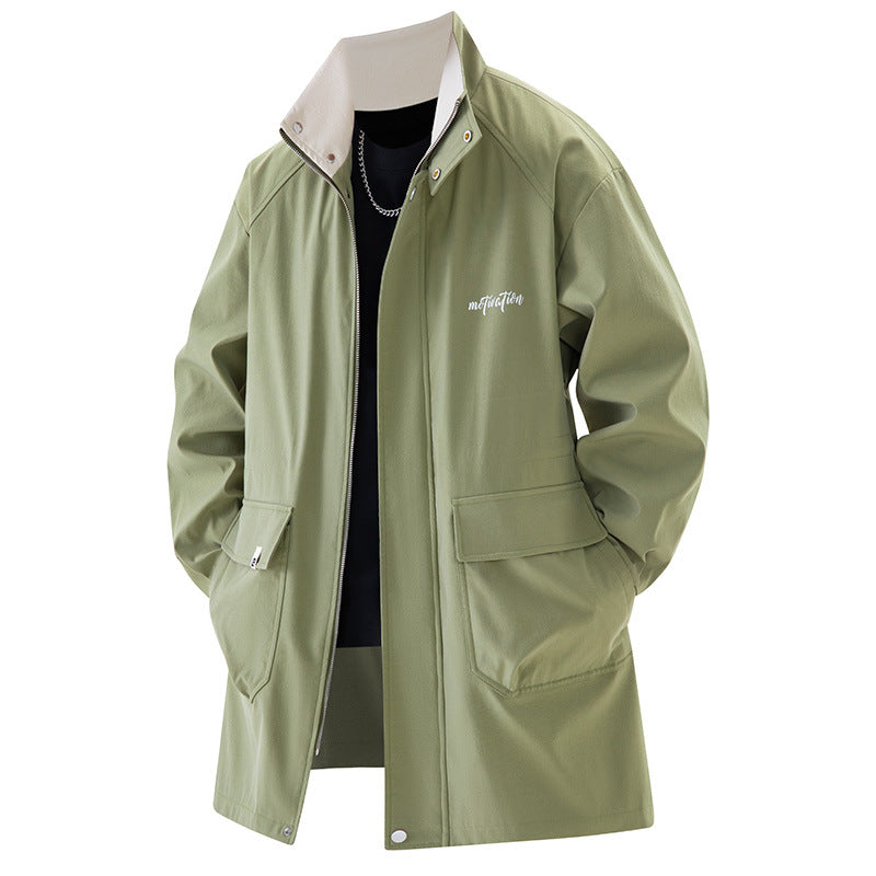 Plus-Size Mid-Length Casual Trench Coat - threadspired