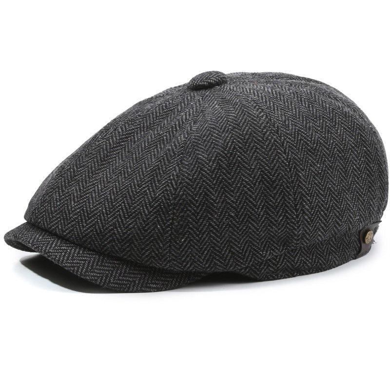 Herringbone Peaked Cap Middle-aged And Elderly Beret