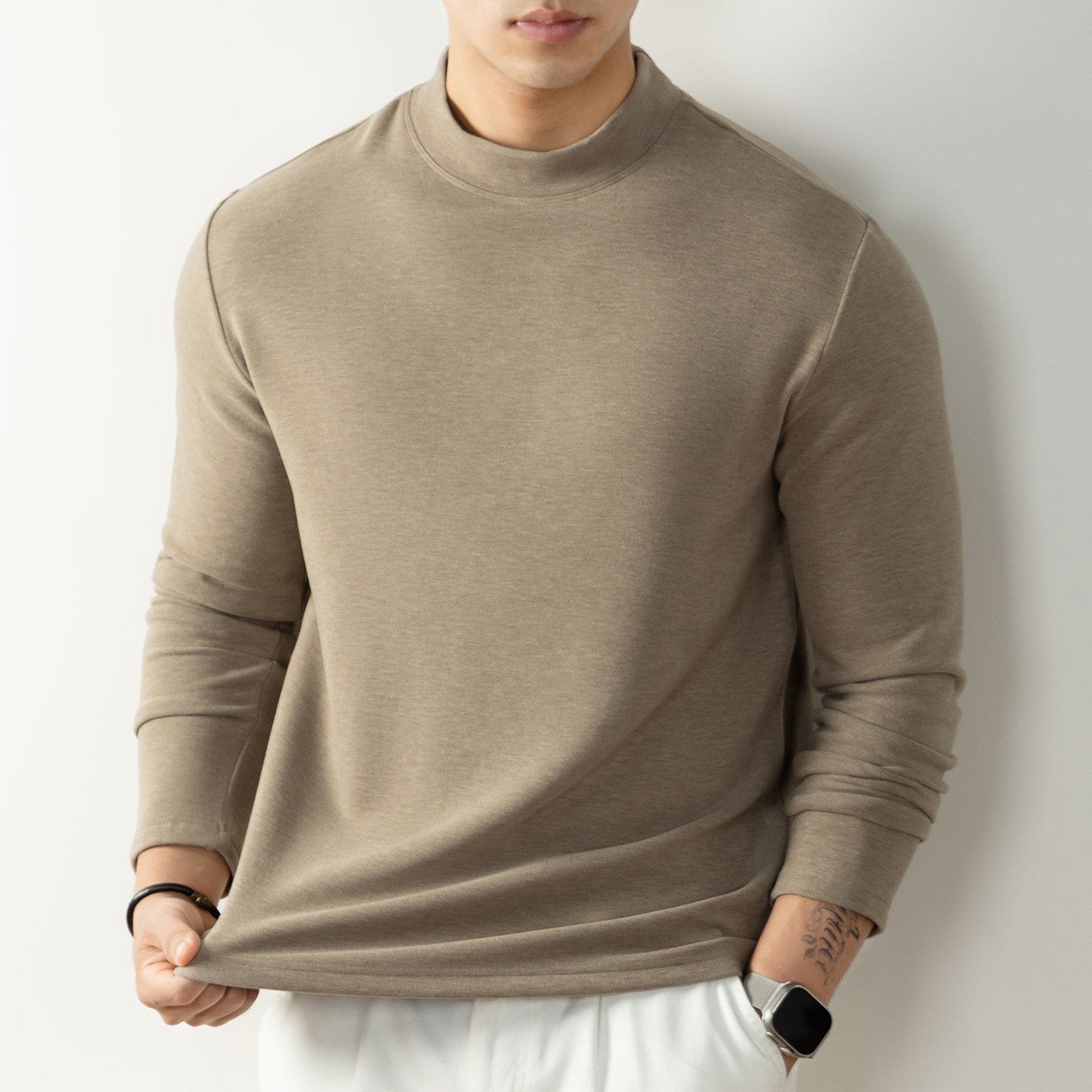 Slim-fit Round Neck Long-sleeve Top - threadspired