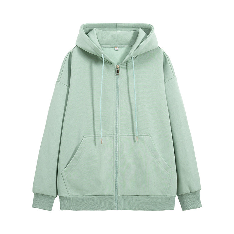 Double-zipper And Solid-color Long Sleeves Hoodie - threadspired